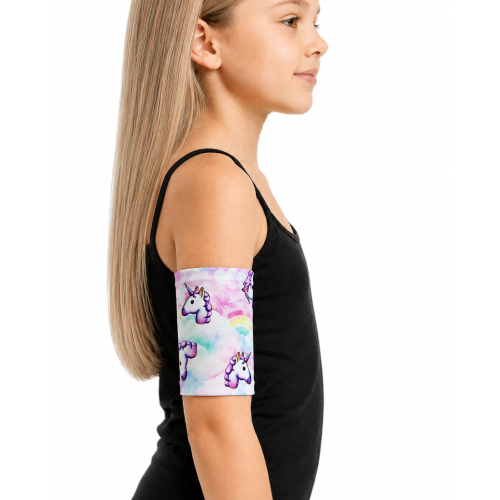 Kids Elastic Arm Band for CGM Sensor Protection – Unicorn & Rainbow
